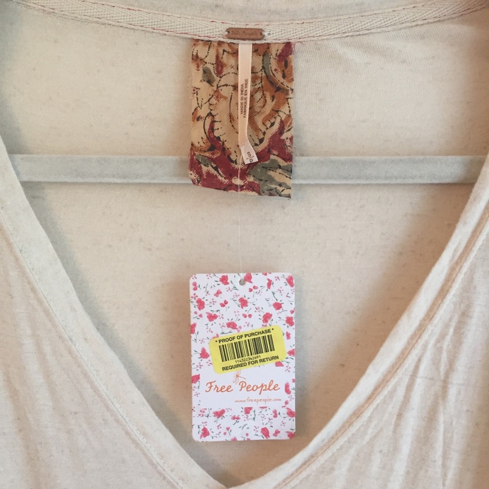 Free People S/P long sleeve blouse neutral cream - Picture 5 of 8